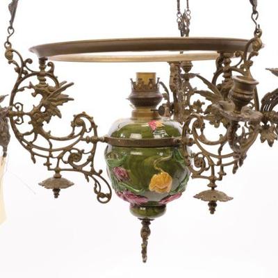 Majolica Victorian parlor kerosene lamp
