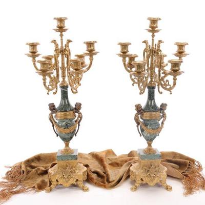 Louis XV marble & ormolu candelabras