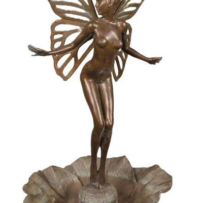 Life-Sized bronze fairy fountain