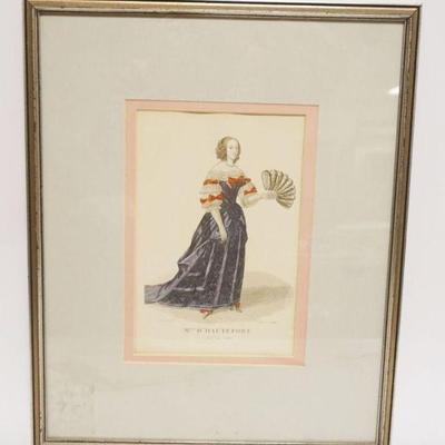 1198	FRAMED FRENCH ENGRAVING OF FASHION PRINT, APPROXIMATELY 12 IN X 21 IN OVERALL

