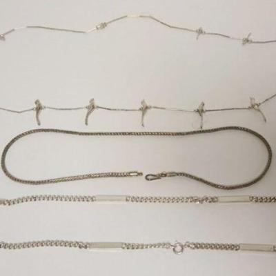 1132	3 SILVER NECKLACES, BRAIDED 1 HALLMARKED
