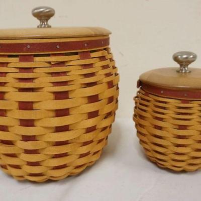 1213	ASSORTED LONGABERGER BASKETS WITH 2005 STRAWBERRY BASKETS
