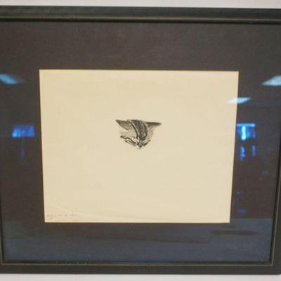 1078	CLARE TURLAY NEWBERRY FRAMED AND MATTED PRINT OF CAT TITLED *STUDY OF KITTEN BY MITTENS*, 1935, APPROXIMATELY 22 IN X 19 1/2 IN...