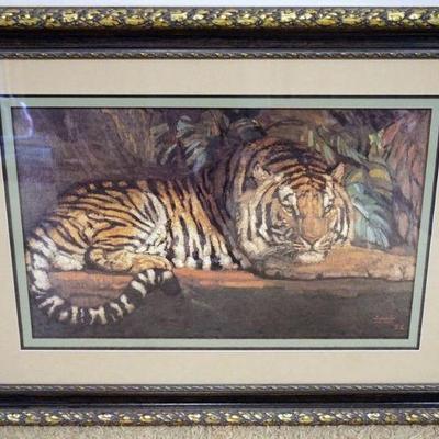 1104	FRAMED AND TRIPLE MATTED PRINT OF TIGER, APPROXIMATELY 46 IN X 35 IN OVERALL
