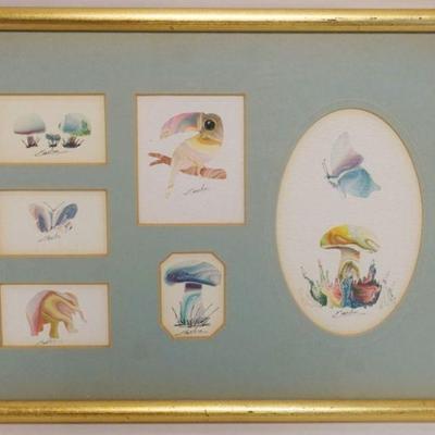 1079	FRAMED AND MATTED WATER COLORS, BIRDS AND PLANTS, ARTIST SIGNED, APPROXIMATELY 13 3/4 IN X 9 3/4 IN
