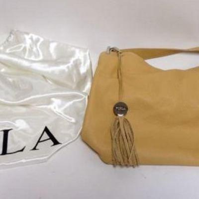 1111	FURLA LADIES LEATHER HANDBAG, APPROXIMATELY 11 IN X 9 IN
