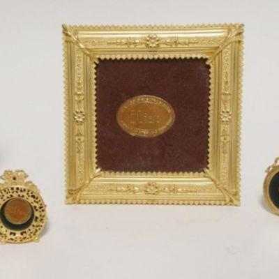 1150	GROUP OF ASSORTED GILT METAL MINIATURE DRESSER FRAMES. INCLUDING ELIAS 18K GOLD ELECTRO PLATE, TALLEST APPROXIMATELY 6 IN H
