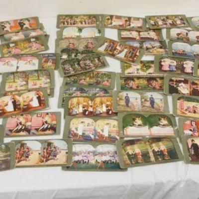 1257	ANTIQUE STEREO VIEW CARDS/STEREOSOPIC CARDS, LARGE GROUP, SOME COMICAL, MOSTLY CHILDREN

