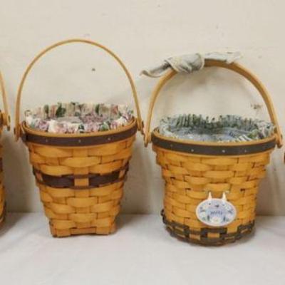 1201	ASSORTED LONGABERGER BASKETS WITH 4 FLORAL SERIES 2000, 1999, 1994 AND 1996
