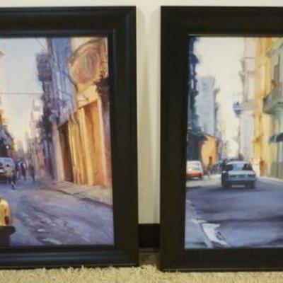 1101	PAIR OF FRAMED PRINTS DEPICTING CITY STREET SCENES, EACH APPROXIMATELY 30 IN X 30 IN
