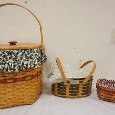 1202	ASSORTED LONGABERGER BASKETS WITH 1997 HOLIDAY HOSTESS, 2007 CHRISTMAS AND 1994 BASKET
