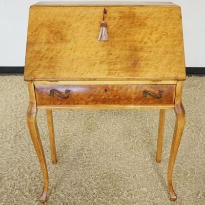 1155	BIRDSEYE MAPLE 1 DRAWER SLANT FRONT SECRETARY DESK WITH KEY, APPROXIMATELY 28 IN X 15 IN X 40 IN H
