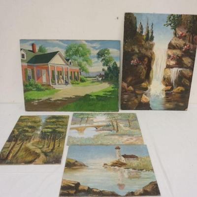 1096	ALICE SCAMPORINO SIGNED, GROUP OF OIL PAINTINGS ON BOARD, LARGEST APPROXIMATELY 18 IN X 24 IN
