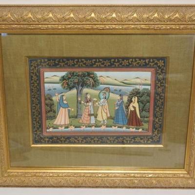 1088	FRAMED AND MATTED PERSIAN PAINTING UNDER GLASS, APPROXIMATELY 19 IN X 23 IN OVERALL
