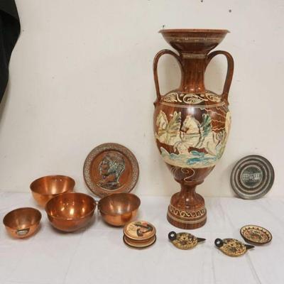1250	GROUP OF ASSORTED ANCIENT GREEK REPLICAS & NEST OF COPPER BOWLS
