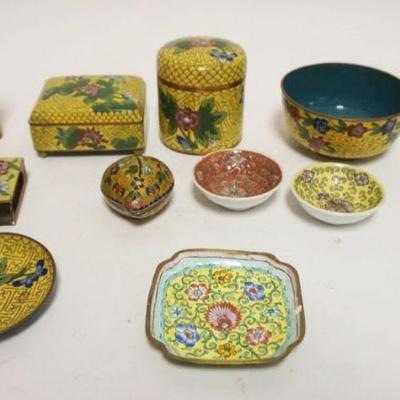 1196	GROUP OF ASSORTED ASIAN, INCLUDING CLOISONNE BOXES AND BOWLS, MINIATURE PLATES, LARGEST PIECE APPROXIMATELY 3 1/2 IN H
