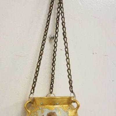 1009	MINIATURE PORCELAIN HANGING PLANTER W/IMAGES OF CHERUBS & GILT ACCENTS, APPROXIMATELY 3 1/2 IN HIGH
