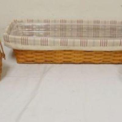1216	ASSORTED LONGABERGER BASKETS WITH 2002 WINDOW FLOWER BOX, 1991 COVERED BASKETS AND 5 1980'S BASKET ONE SIGNED
