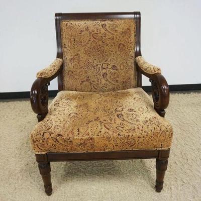 1170	NAJA RIAM FURNITURE CO. SCROLLED ARM, UPHOLSTERED CHIAR, 
