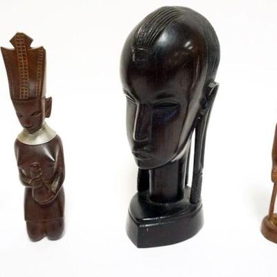 1048	GROUP OF ASSORTED ETHNIC CARVINGS, TALLEST APPROXIMATELY 9 IN H
