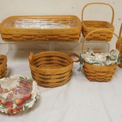 1222	ASSORTED LONGABERGER BASKETS WITH 2002 MED SERVING BASKET, MED GATHERING BASKET AND 6 ASSORTED BASKETS
