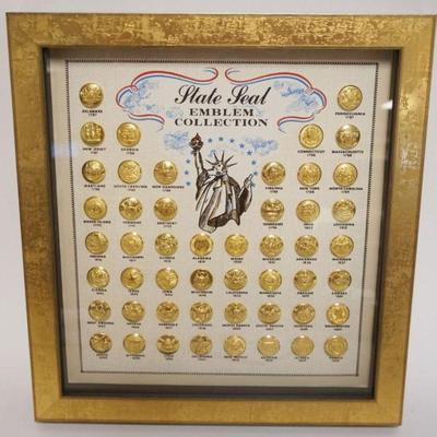 1106	SHADOW BOX FRAMED STATE SEAL EMBLEM COLLECTION, APPROXIMATELY 15 IN X 16 IN
