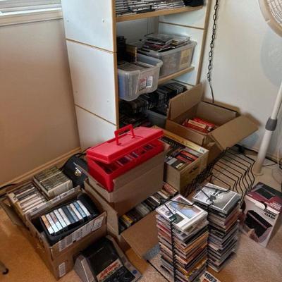 CDs, DVDs, Cassettes, 8-track tapes, VHS collections