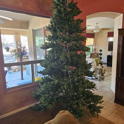 10' tall lighted Christmas tree.