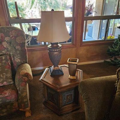 Vintage octagon table and lamp