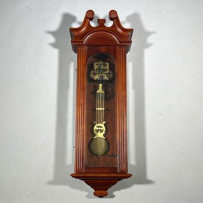 WALL CLOCK CASE & PARTS | Carved wood & glass clock case with parts including chime, pendulum, clock key, and most hardware -...