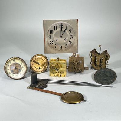 MIXED CLOCK PARTS | 4 boxes of mixed clock parts in various working orders including: box labeled " French mvgt Chime-oide miss Time...