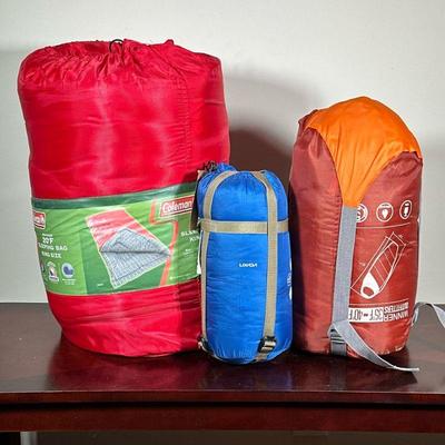 (3pc) SLEEPING BAGS | Including: Coleman 20 degree King Size Sleeping bag, Winner Outfitters 35 degree sleeping bag, and NWT LIXADA LW180...