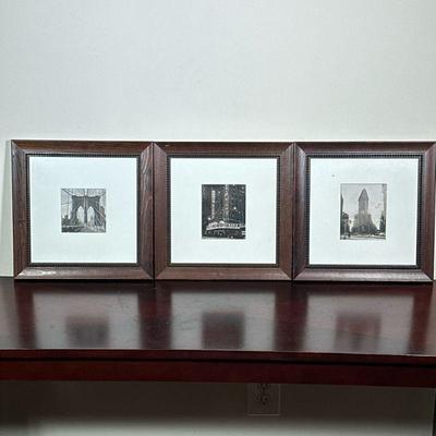 (3pc) WOLODYMYR GRITSIK NYC PRINTS | Set of 3 pictures of NYC including The Brooklyn Bridge, Radio City Music Hall, and the Flat Uron...