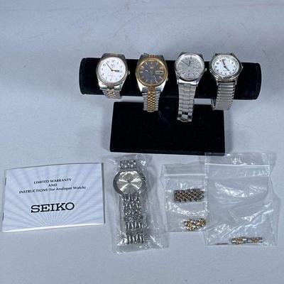 (5pc) MIXED WRISTWATCH LOT | Mixed Stainless Steel wristwatches including: Seiko 5 Automatic two-tone, Q & Q Quartz two-tone with...