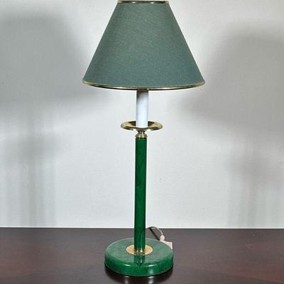 GREEN DESK LAMP | Small green desk lamp. - h. 23 x dia. 10 in

