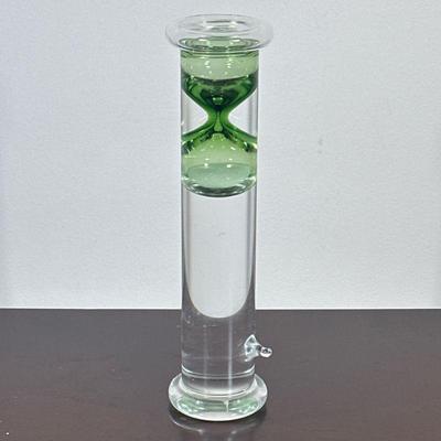 ART GLASS HOURGLASS | Liquid filled tube with hour glass in center. - h. 10 x dia. 2.5 in

