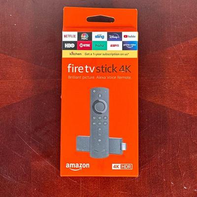 NIB 4K AMAZON FIRESTICK | Amazon fire TV stick 4K with Alexa, supports 4K ultra HD. - h. 6.5 x w. 1.5 x l. 3.5 in (box)

