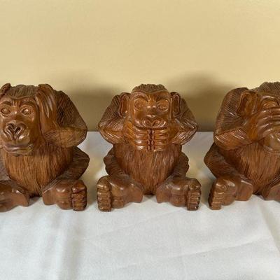 Hear, See & Speak No Evil Carved Monkees