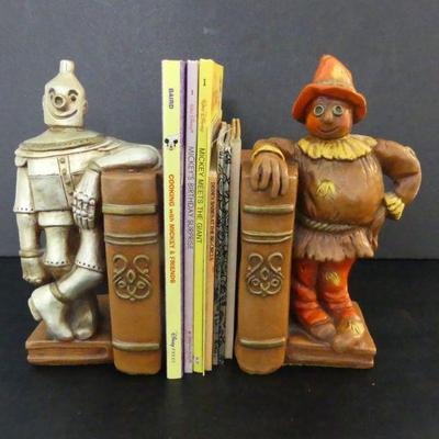 Vintage 1971 Progressive Art Wizard of Oz Chalkware Bookends - 5" x 11" x 5½" Each