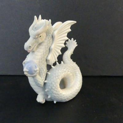 Vintage Yoshimi K Porcelain Winged Dragon Serpent Figurine