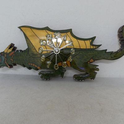 Vintage Hand Carved Lacquered Dragon Clock - 25" x 10" x 1½"