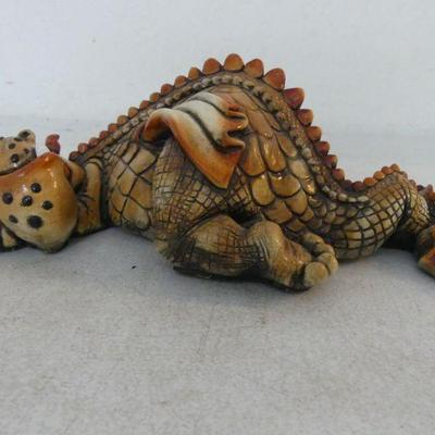 Signed Vintage 1992 John Raya Beasties of the Kingdom "Lazlo the Lazy" Dragon Figurine