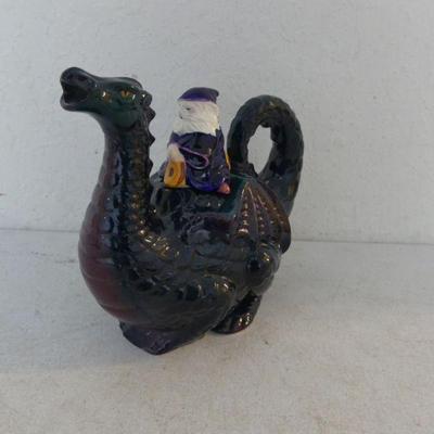 Vintage Clay Art Enchantment Series Dragon Teapot with Wizard Handle Lid