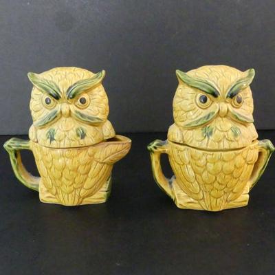 Vintage Owl Salt & Pepper/Sugar Bowl & Creamer Set
