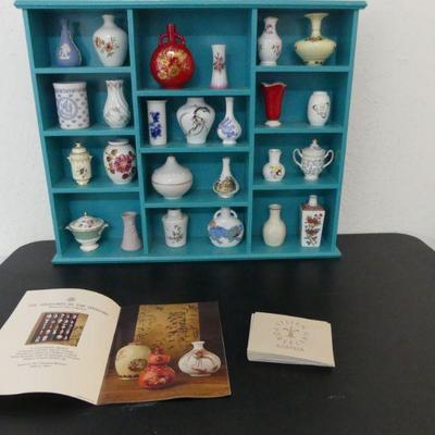 Vintage 1983 Franklin Mint "Treasures of the Shoguns" Miniature Vase Collection in Display - With COAs