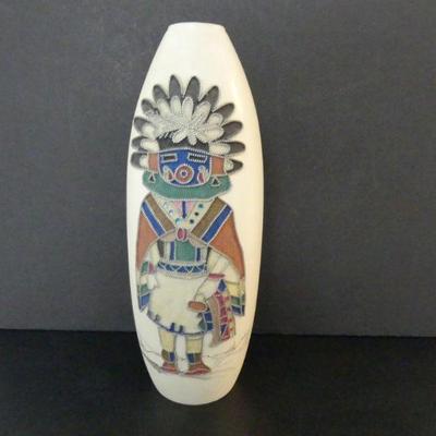 Vintage Stunning D. Whiteshield Original Southwest Art in Sand Ceramic Vase - 7" Diameter Widest x 18" Tall