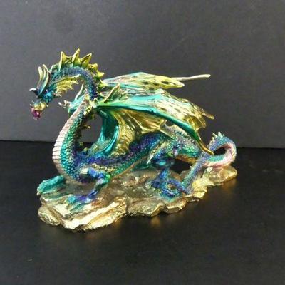 Vintage Eye-Catching Iridescent Metallic Dragon Figurine