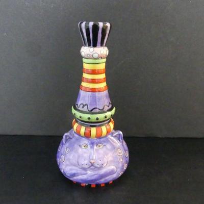 Vintage C.M. Redwine Whimsical Cheshire Cat Vase - 9" Tall