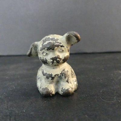 Vintage (Possibly Antique) Hubley Cast Iron Pup Papererweight - White Painted