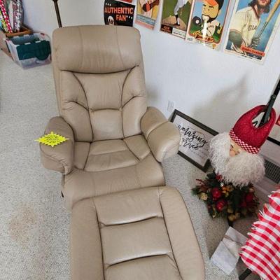 Leather chair with ottoman $250